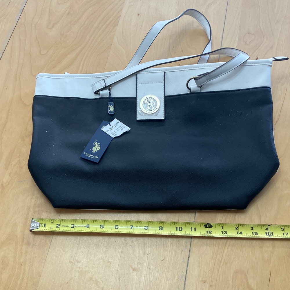 U.S. POLI ASSN. Tote Bag black and white NWT Vegan